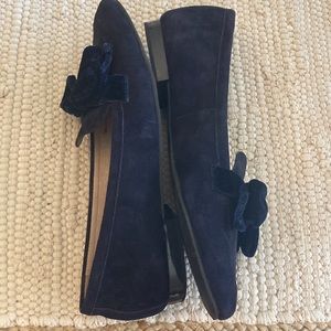 Donald Pliner “Harriet” royal blue suede leather flats with bow